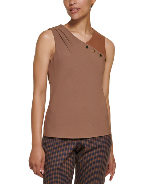 Petite Sleeveless Mix Media Top